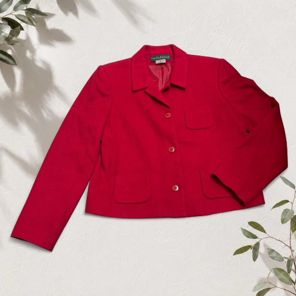 Harve Benard Red Wool Cashmere Blazer Jacket Preppy Workwear Size 10
